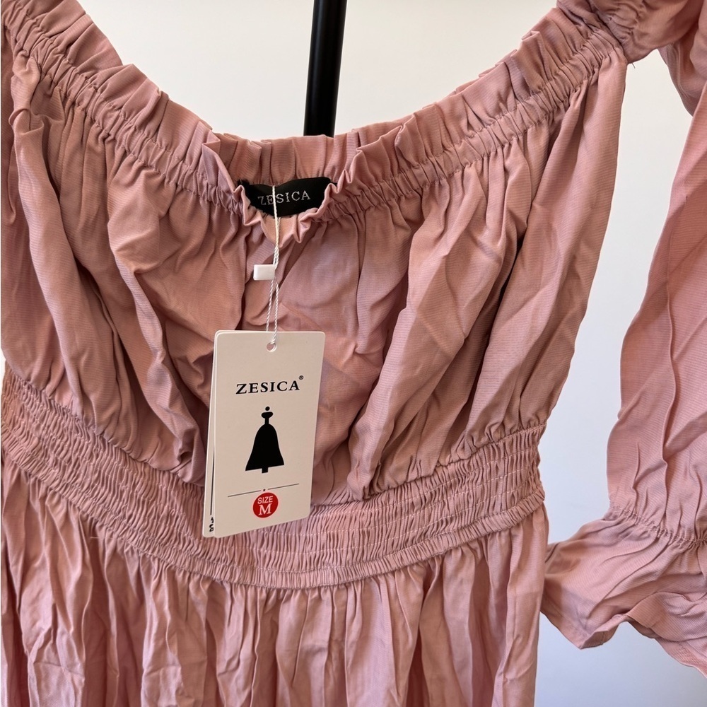 NWT Super beautiful off the shoulder, dusty Rose mocked country side dress - Picture 4 of 8